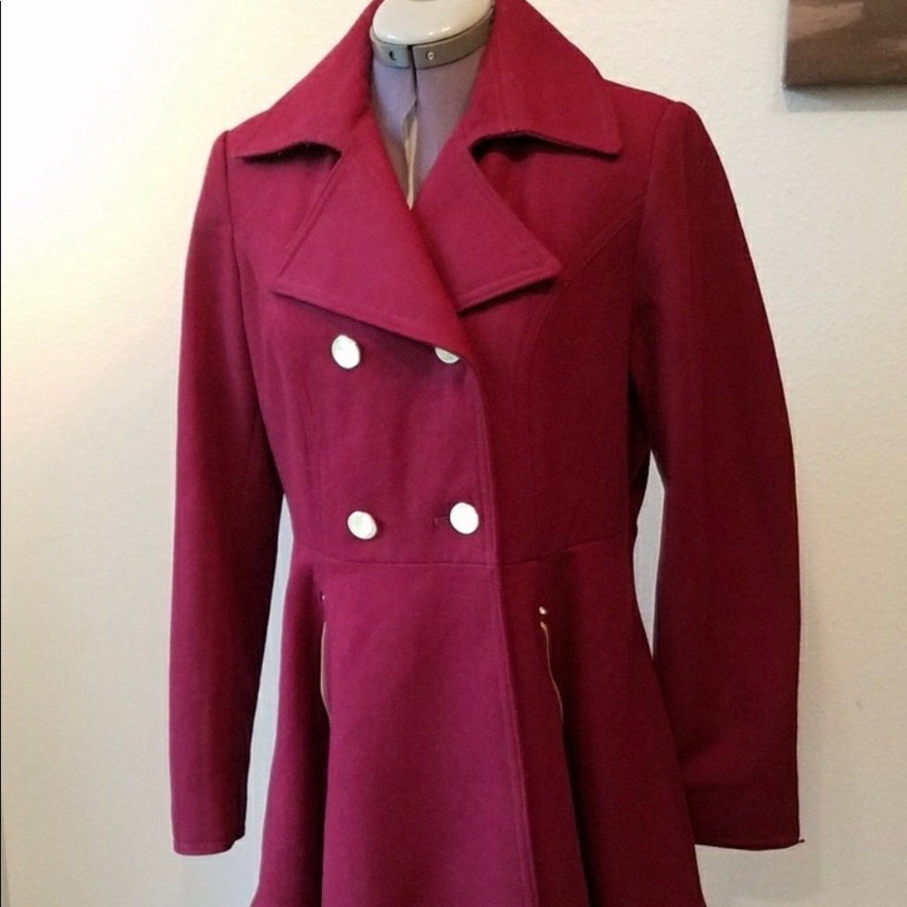 Adorable Peplum Coat! Maroon with gold accents!